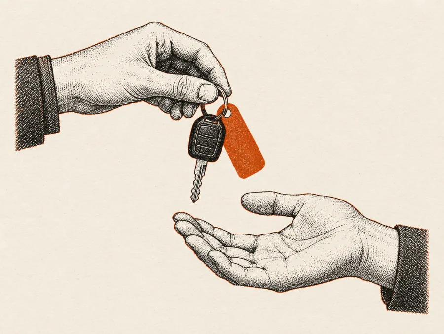 Illustration: En bilnøgle overrækkes